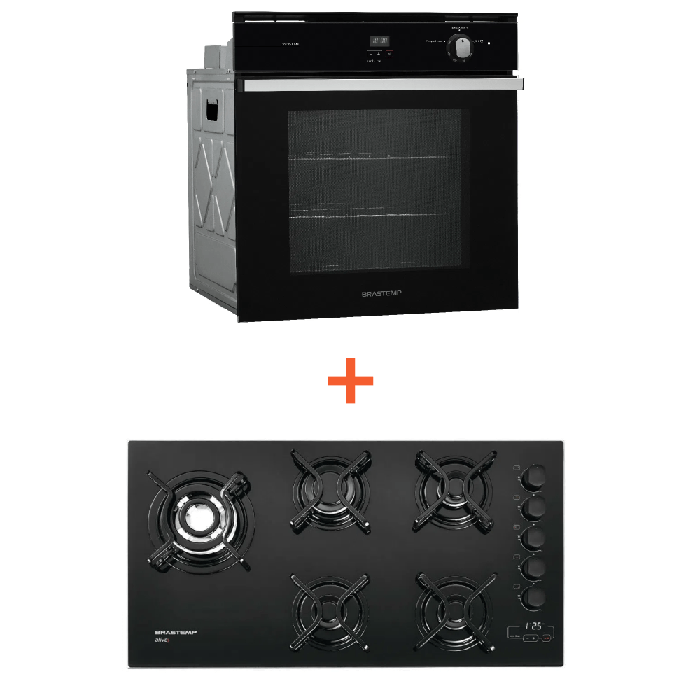 Combo Cooktop 5 Bocas Brastemp + Forno De Embutir A Gás Brastemp 78 Litros (Bdt85ae + Boa84ae) Bdt8_Boa8_Cj