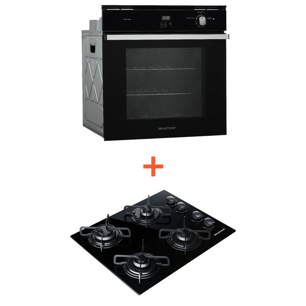 Combo Cooktop 4 Bocas Brastemp + Forno De Embutir A Gás Brastemp (Bdd61ae + Boa84ae) + Bdd6_Boa8_Cj 220V