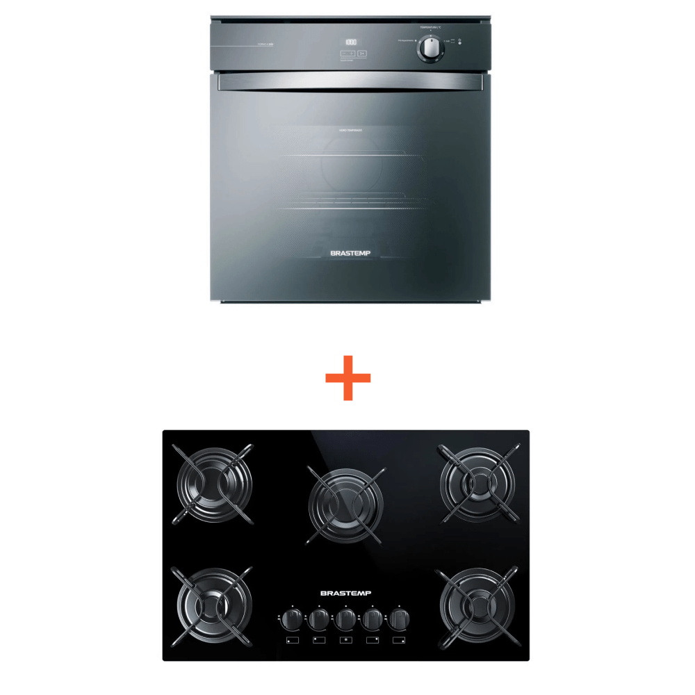 Combo Cooktop 5 Bocas Brastemp + Forno De Embutir A Gás Brastemp (Bdd75ae + Boa84ar) Bdd7_Boa8ar_Cj 220V