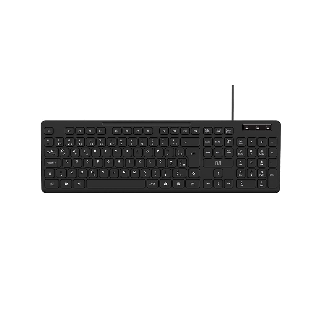 Teclado Com Fio 3 Níveis Ajustáveis Teclas Silenciosas E Conexão Usb Preto - Tc144 Multilaser