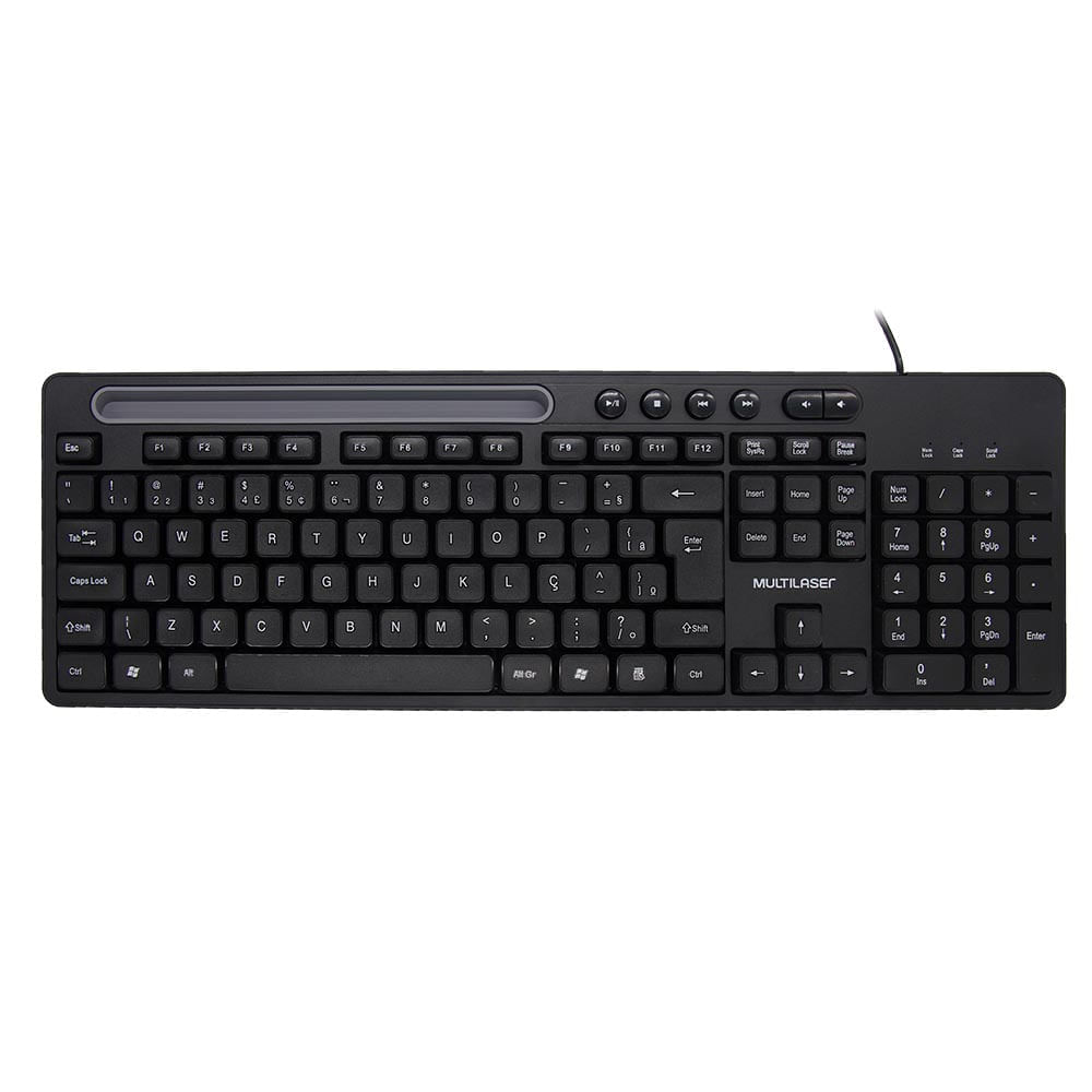 Teclado Multimídia Office Usb Preto Com Apoio Para Smartphone - Tc262out - [Reembalado] Multilaser