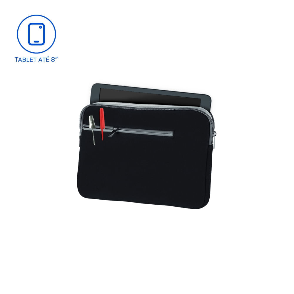 Case Neoprene Preta Para Tablet Até 8