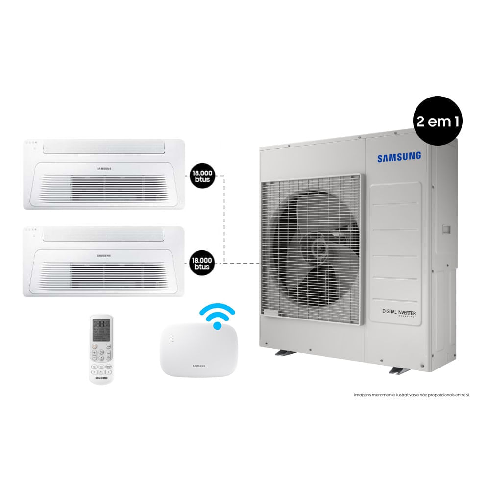 Ar Condicionado Multi Split Inverter Sem Vento Windfree 2X18.000 Btu Quente E Frio Com Wifi 220V 220V