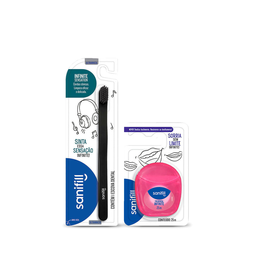 Kit Sanifill Escova De Dente Infinite Sensation E Fio Dental Infinite 25M