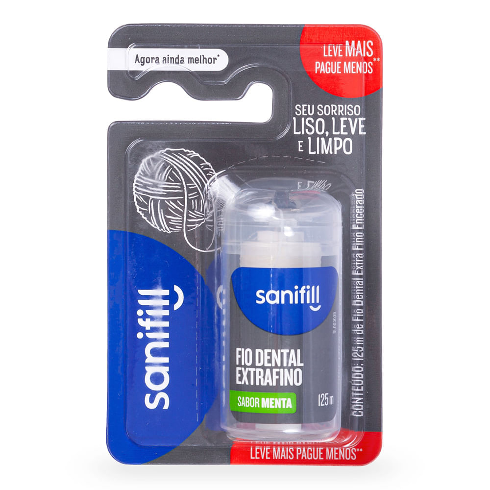 Fio Dental Sanifill Extrafino Sabor Menta 125 Metros – Leve Mais, Pague Menos