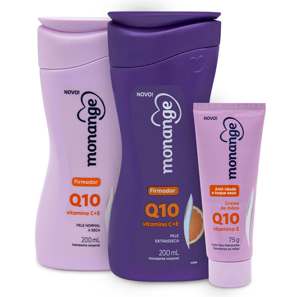 Kit Hidratantes Q10 Monange Firmador Pele Normal E Extrasseca E Creme De Mãos Anti-Idade Com Ação Desodorante