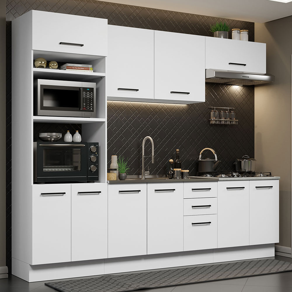 Armário De Cozinha Completa 270cm Branco Agata Madesa 01