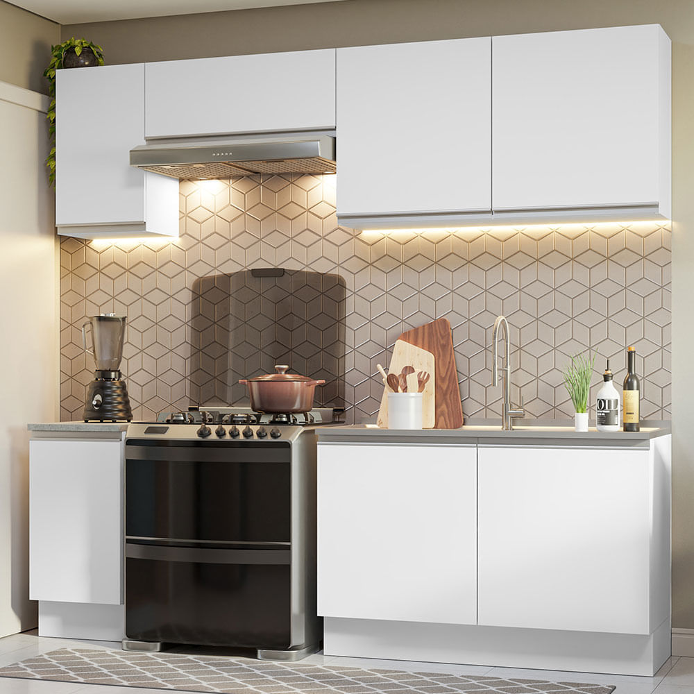 Armário De Cozinha Completa 240cm Branco Glamy Madesa 10