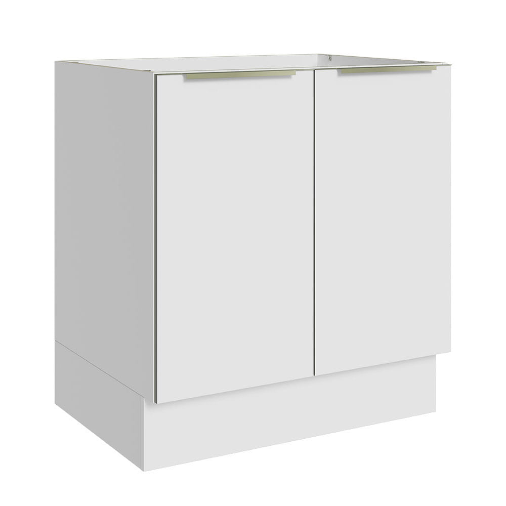 Balcão Madesa Lux 70 Cm 2 Portas - Branco/Branco Veludo (Sem Tampo)