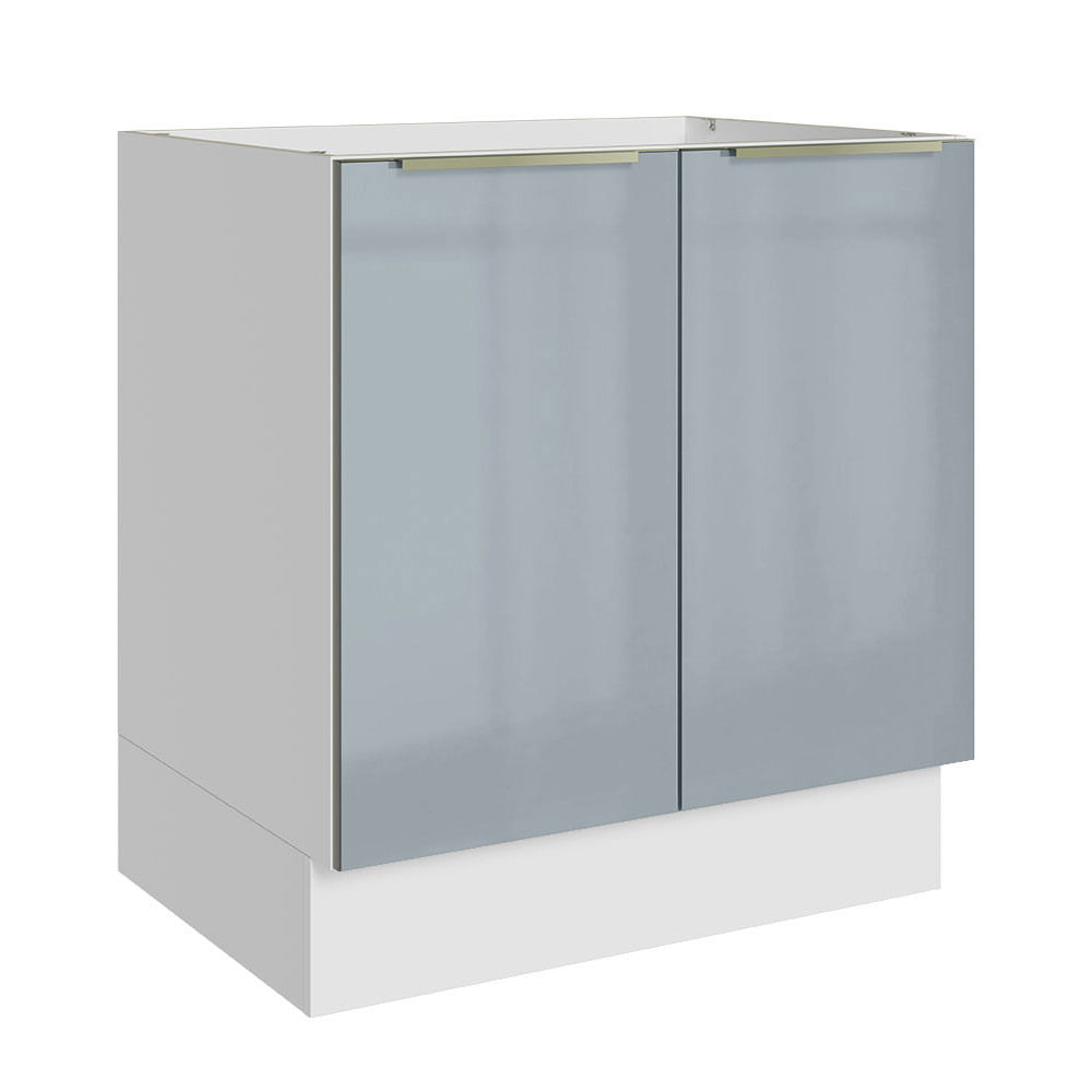 Balcão Madesa Lux 70 Cm 2 Portas - Branco/Cinza (Sem Tampo)