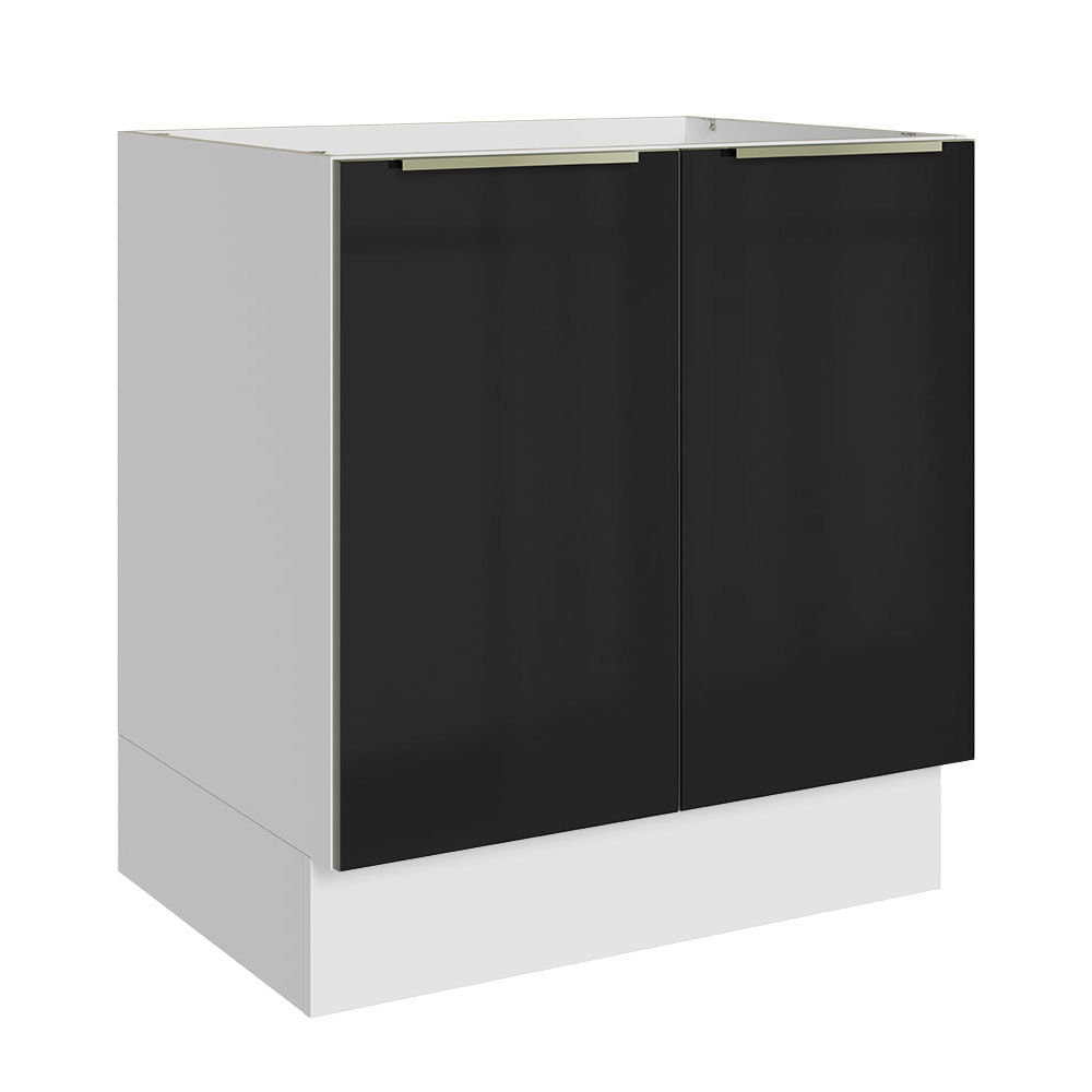 Balcão Madesa Lux 70 Cm 2 Portas - Branco/Preto (Sem Tampo)