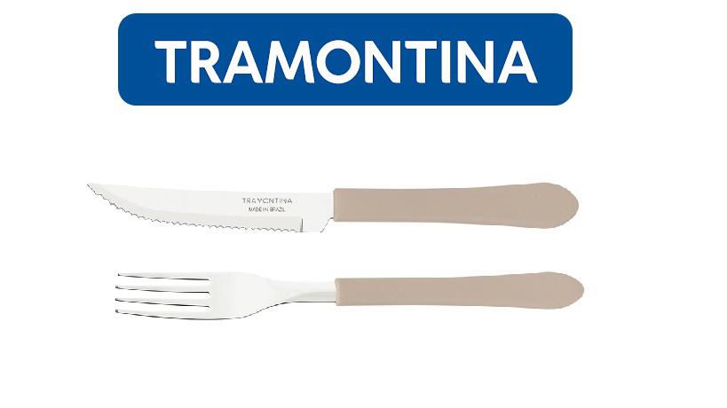 Kit Restaurante 96 Talheres Tramontina 48 Facas + 48 Garfos Azul