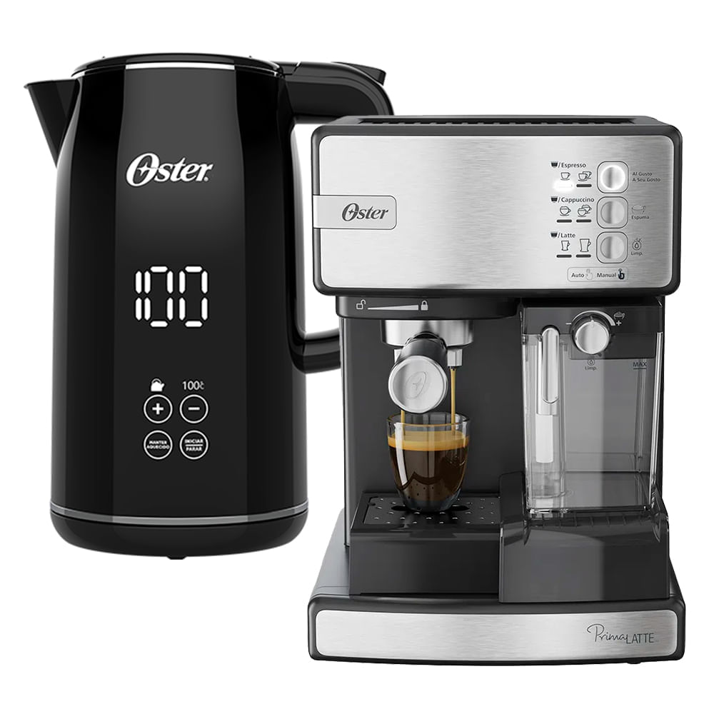 Kit Cafeteira Espresso Nova Primalatte E Chaleira Digital Black Oster Oster