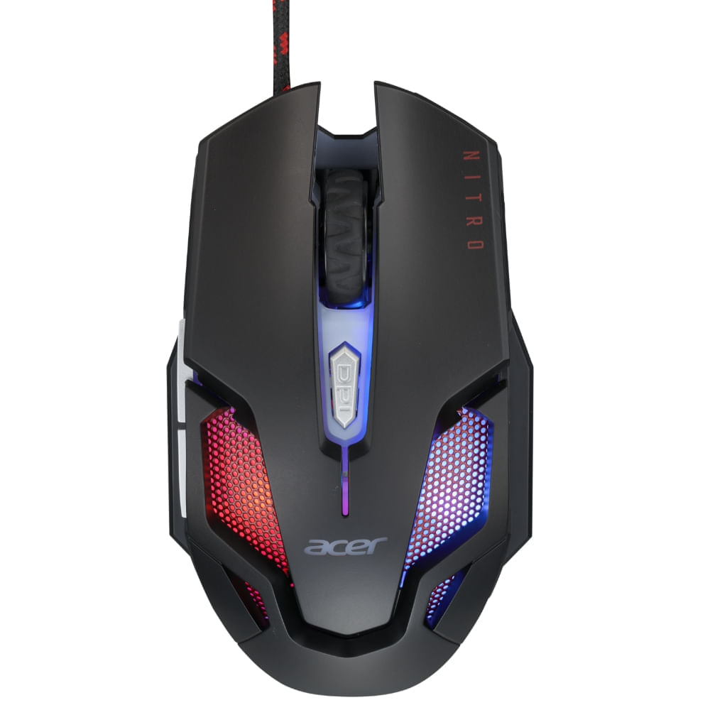 Mouse Gamer Óptico Acer Nitro Nmw200 Gen 2Led Retroiluminado Em 7 Cores 6 Botões 7200 Dpi 125 Mhz Usb