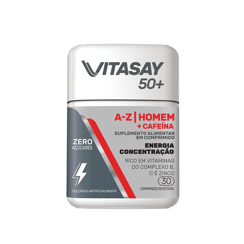 Vitasay50+ A-Z Homem+Cafeína Energia E Concentração 30 Comp