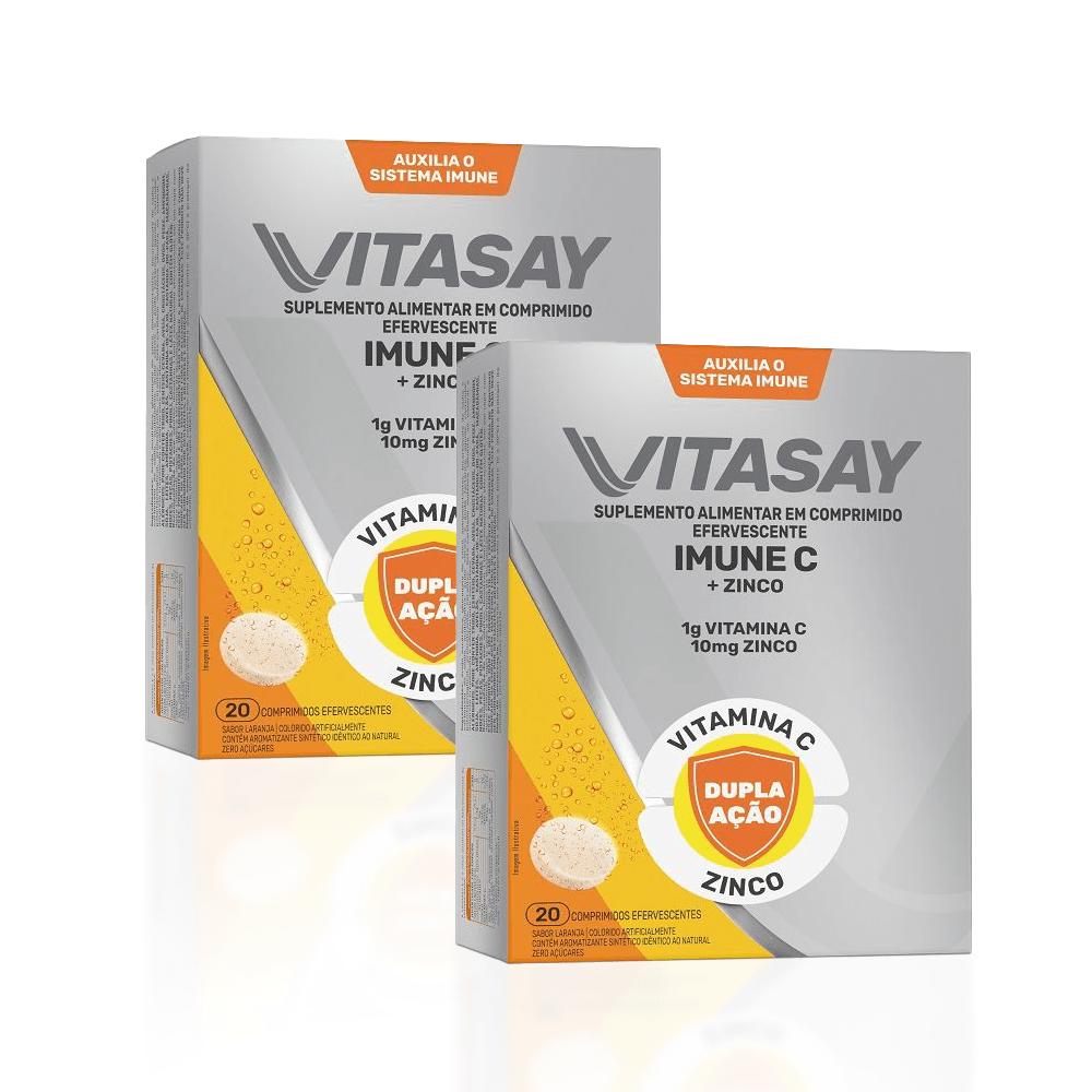 Kit C/ 02 Suplemento Alimentar Vitasay Imune C 20 Compr. Efervescentes