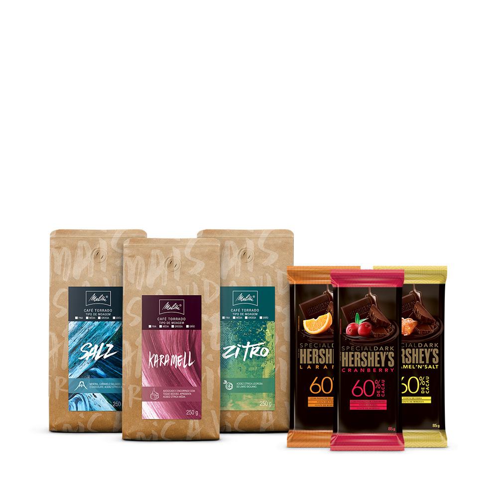 Kit Cafés Especiais Grão 250G + 3 Un Hsy Special Dark 85G