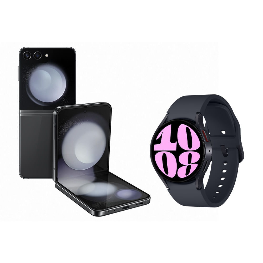 Smartphone Samsung Galaxy Z Flip5 512Gb Cinza + Smartwatch Galaxy Watch6 Bt 40mm Grafite Samsung