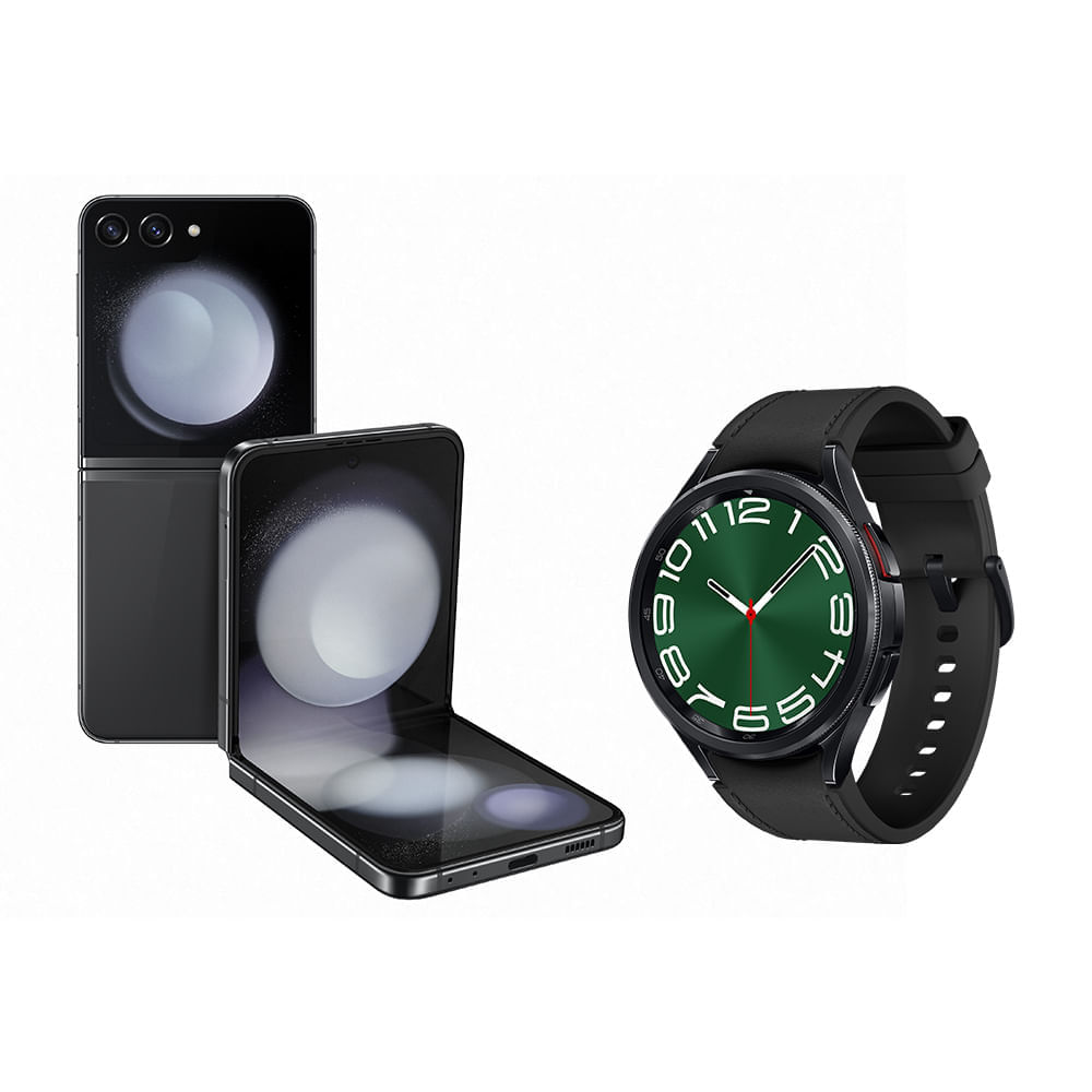 Smartphone Samsung Galaxy Z Flip5 512Gb Cinza + Smartwatch Galaxy Watch6 Classic Lte 47mm Preto