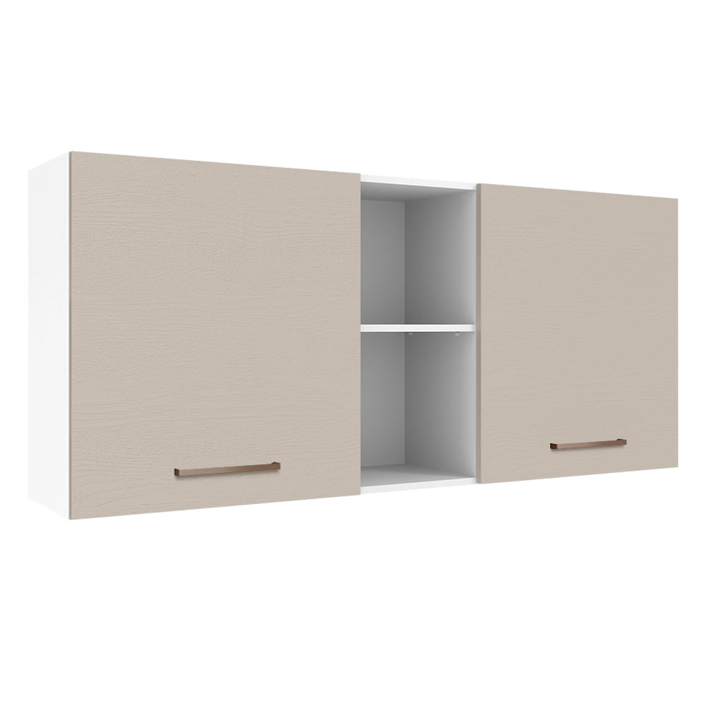 Armário Aéreo 150 Cm 2 Portas E 2 Nichos Branco/Crema Agata Madesa