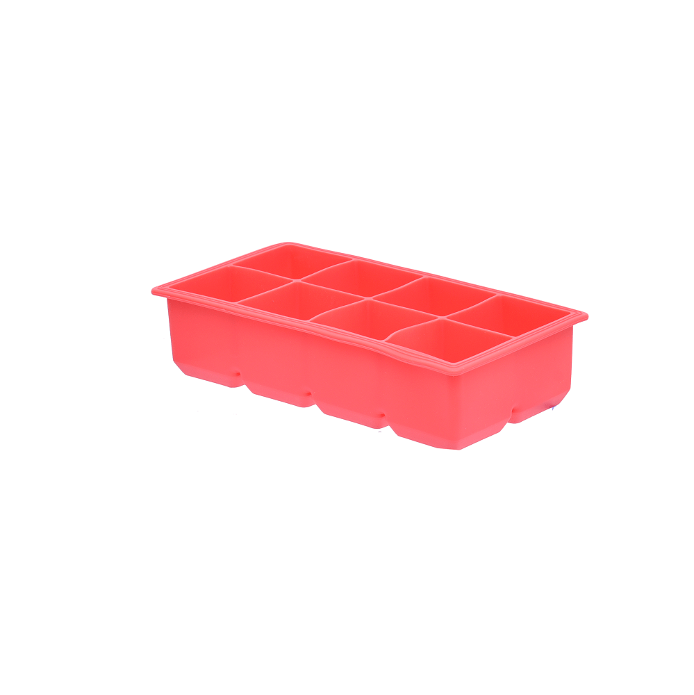 Forma De Gelo Big Ice Em Silicone Para 8 Cubos 21X11x5cm Kenya Vermelha