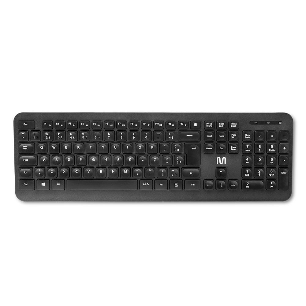 Teclado Sem Fio Côncavo Conexão 2.4Ghz Usb 12 Teclas MultimÃdia Preto Multi - Tc297 Tc297