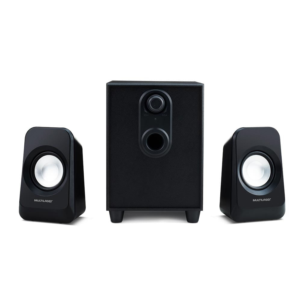 Caixas De Som 2.1 C/ Subwoofer 20W Rms Alimentação Bivolt Conexão P2 Controle De Volume E Graves Preto- Sp377x [Reembalado] Sp377x