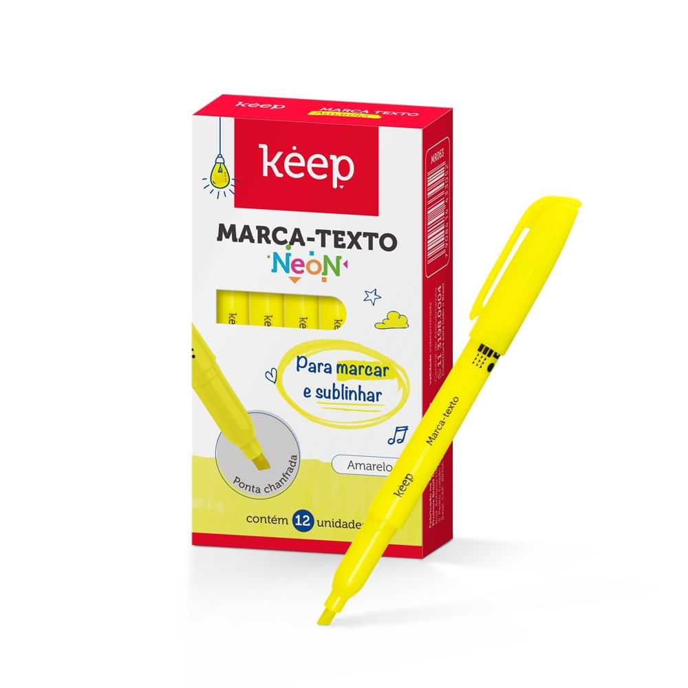 Marca Texto Amarelo Caixa 12 Unidades Keep - Mr063