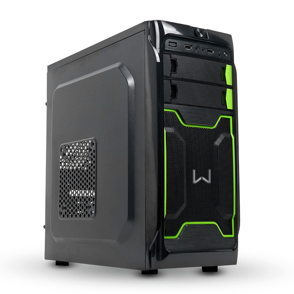 Warrior Haida Gabinete Gamer Preto E Verde Warrior - Ga187