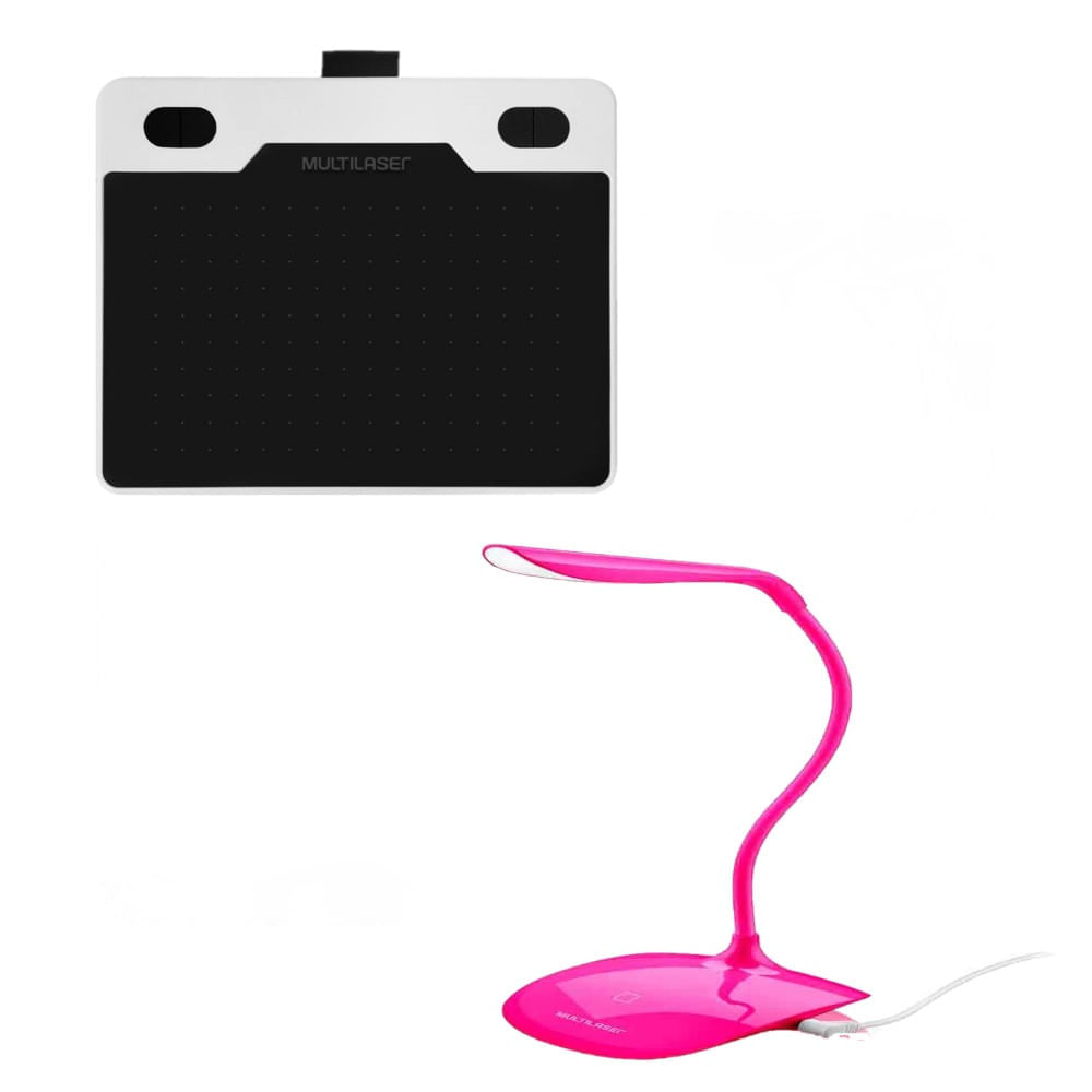 Combo Office - Mesa Digitalizadora Criativa Slim 6 Pol E Luminária Led Usb 3 Níveis De Luz Rosa Multilaser - Ac273k Ac273k