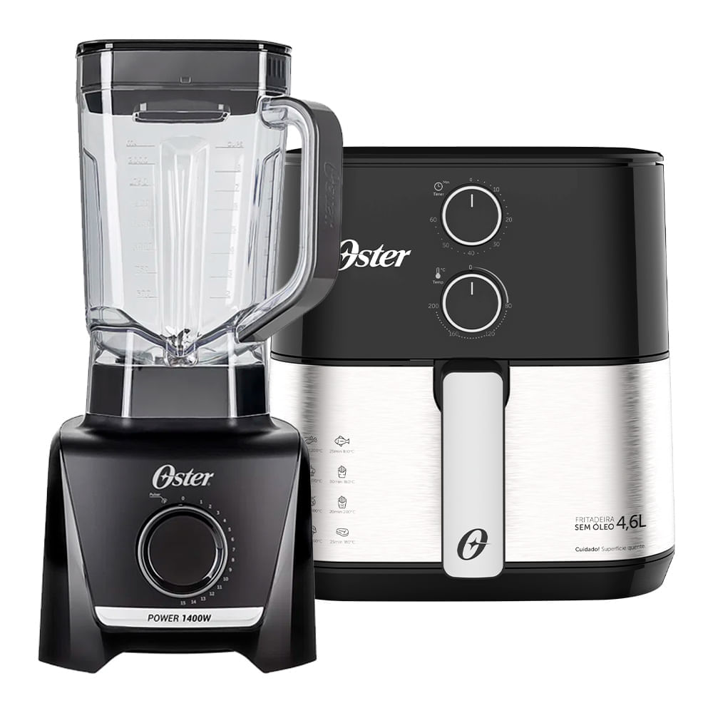 Kit Fritadeira Inox Compact 4,6L E Liquidificador 1400 Full Oster 220V