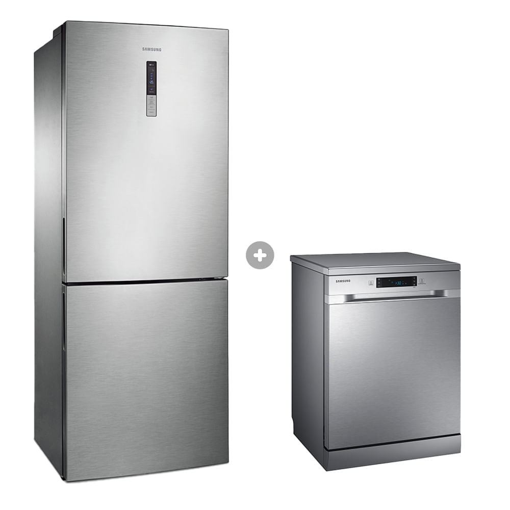 Geladeira Inverse Barosa Inox 435L 127V + Lava-Louças 14 Serviços 127V Inox Samsung