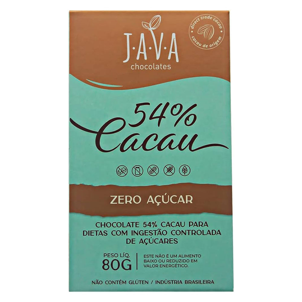 Chocolate 54% Cacau Sem Açúcar Java 80G