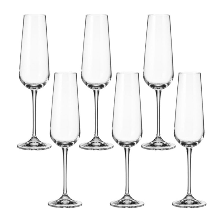 6 Taças Para Champagne Em Cristal Ecológico Ardea 220ml Bohemia