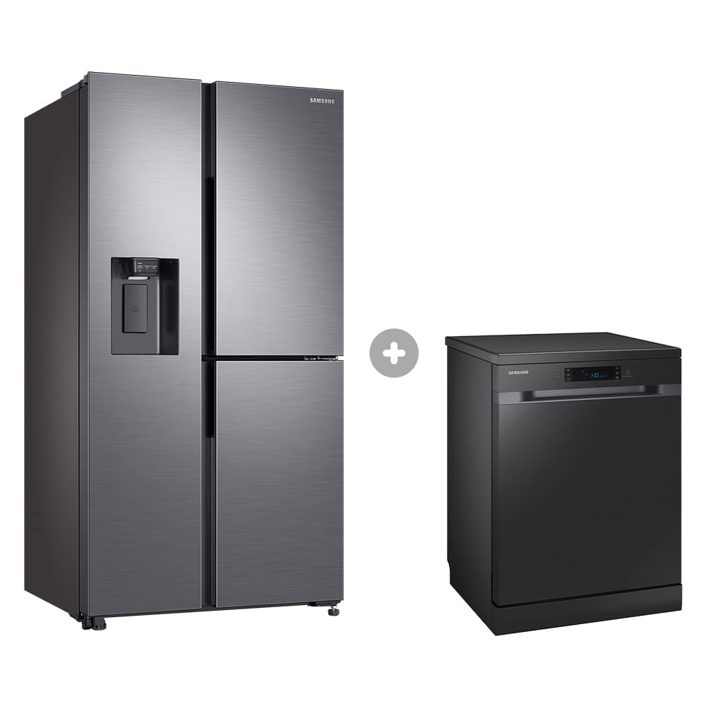 Combo Geladeira Side By Side Rs65 602L Com Flexzone 127V + Lava-Louças 14 Serviços 127V Black