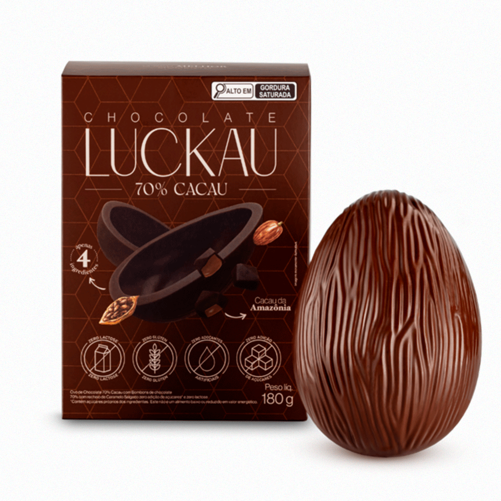 Ovo De Páscoa De Chocolate Intenso 70% Cacau Luckau 180G