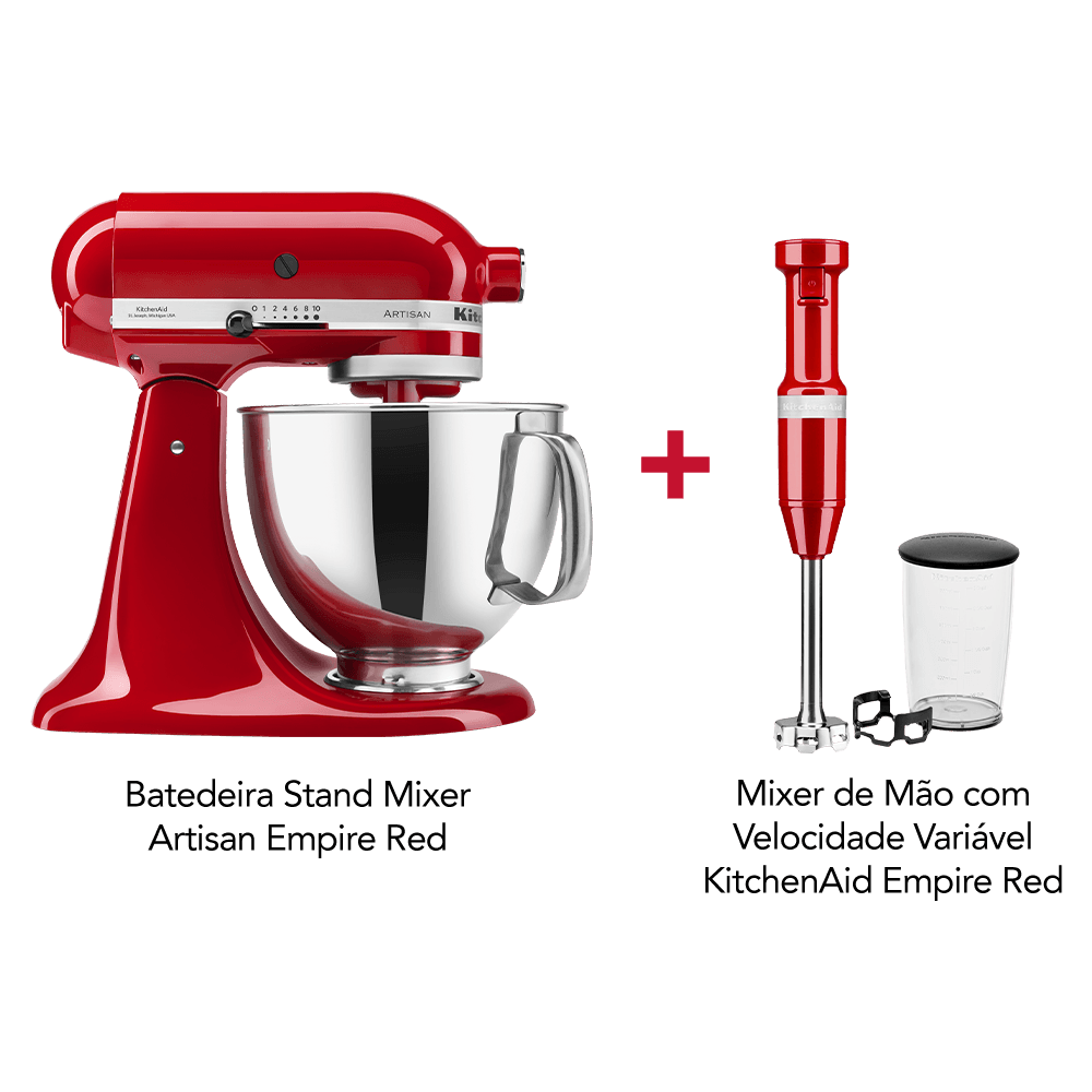 Combo Batedeira Artisan Empire Red (Kea33cv) + Mixer De Mão Com Velocidade Variável Empire Red (Keb53av) - Kea33_Keb53_Cj 220V