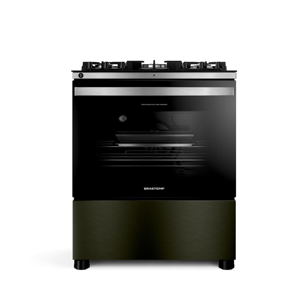 Fogão Brastemp 5 Bocas Com Mesa De Vidro Eclipse Collection, Função Air Fryer E Turbo Chama - Bfs5lap 220V