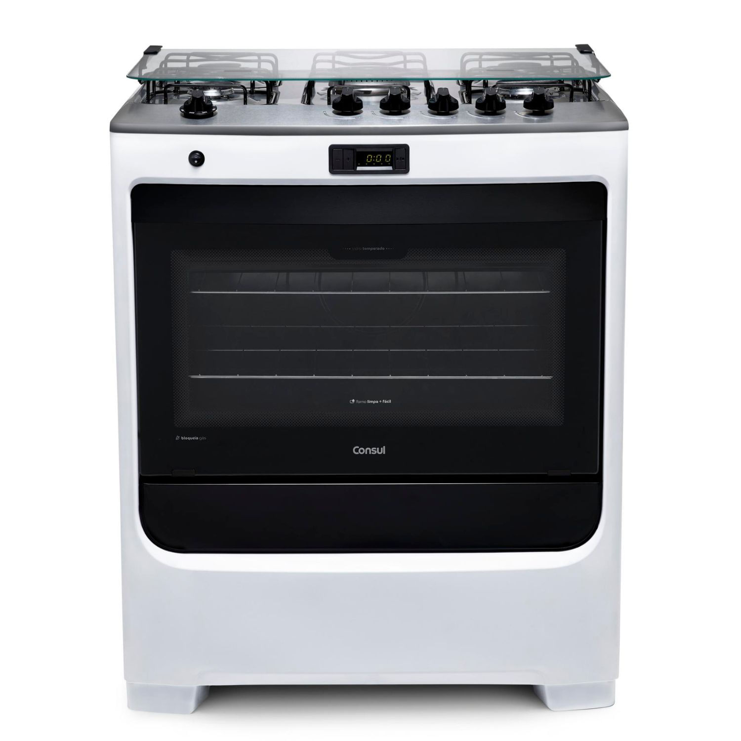 Fogão Consul 5 Bocas Branco com Dupla Chama e Timer Digital - CFS5QAB
